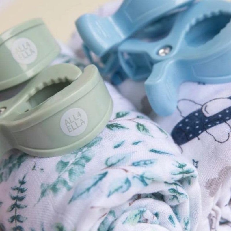 All4Ella Pram Pegs 4 Pack - Sage & Forest Green - Image 2